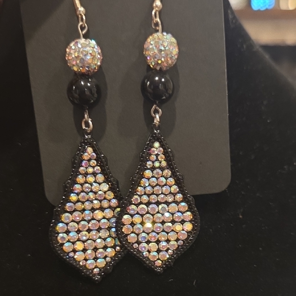 Elegant Black and Silver Dangle Earrings